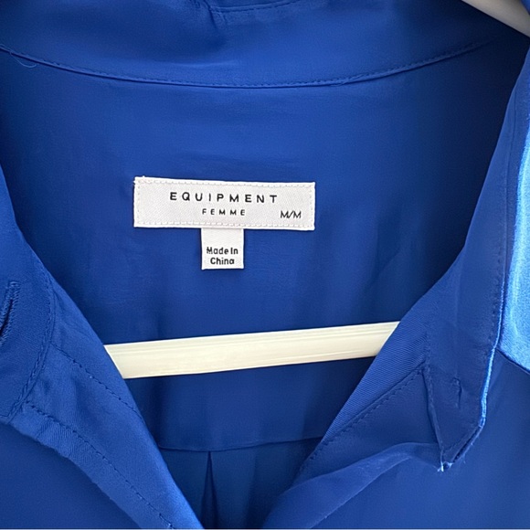 Equipment Signature Hyper Blue Satin Button Up Shirt - Picture 7 of 16